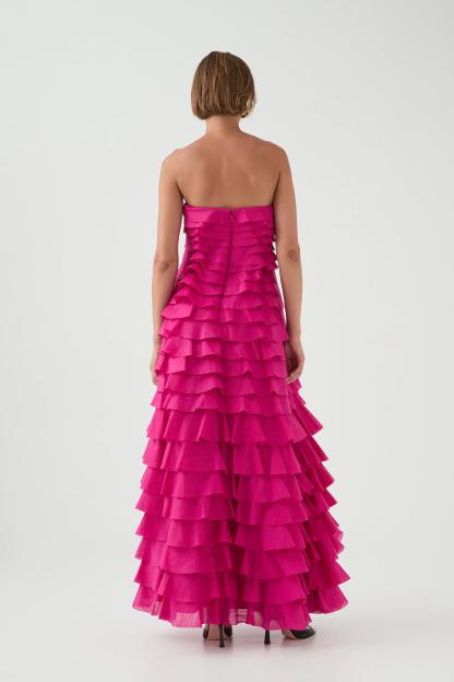 Solid Ruffle Off Shoulder Maxi Dress