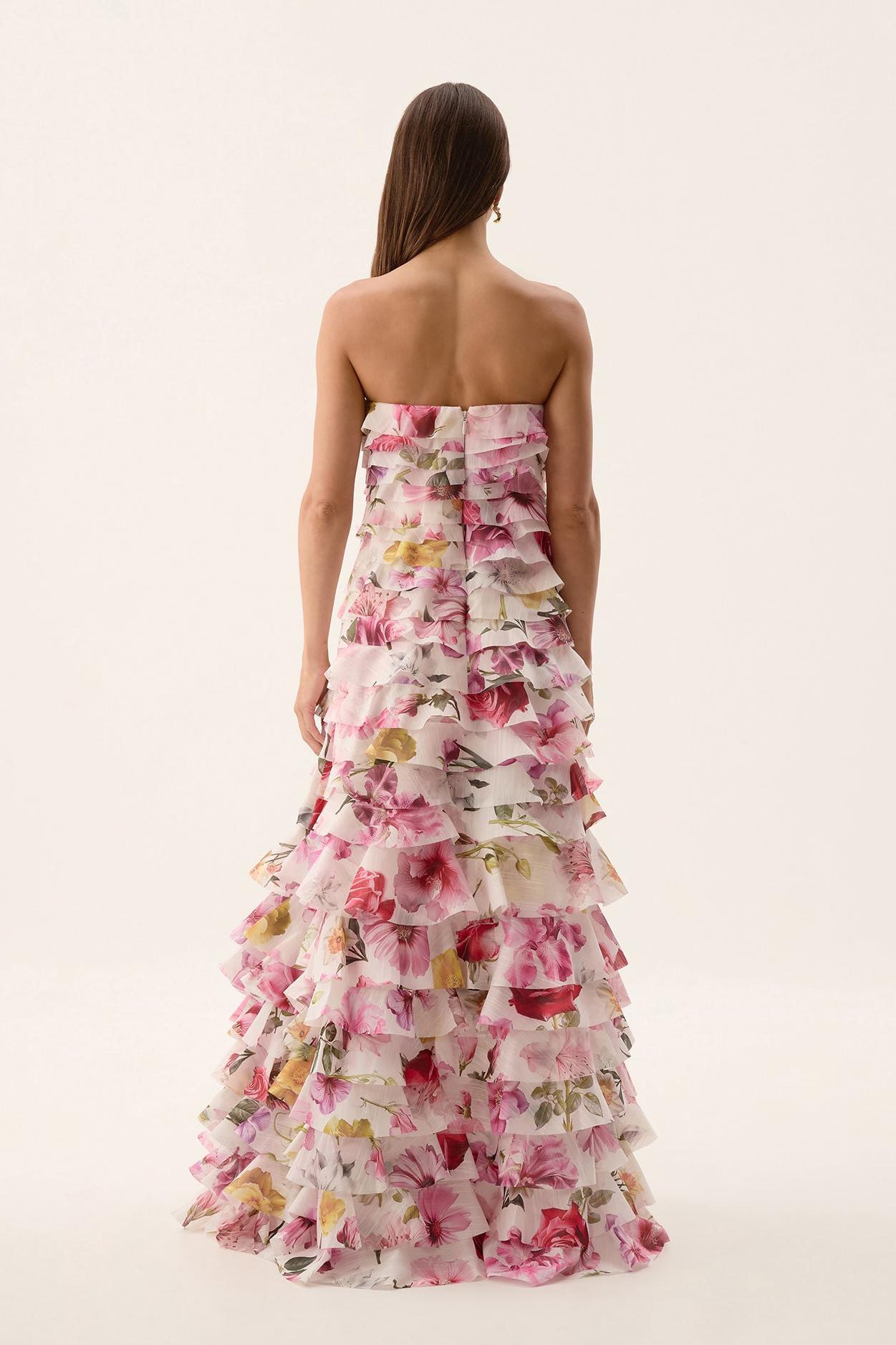 Floral Ruffle Off-Shoulder Maxi Dress