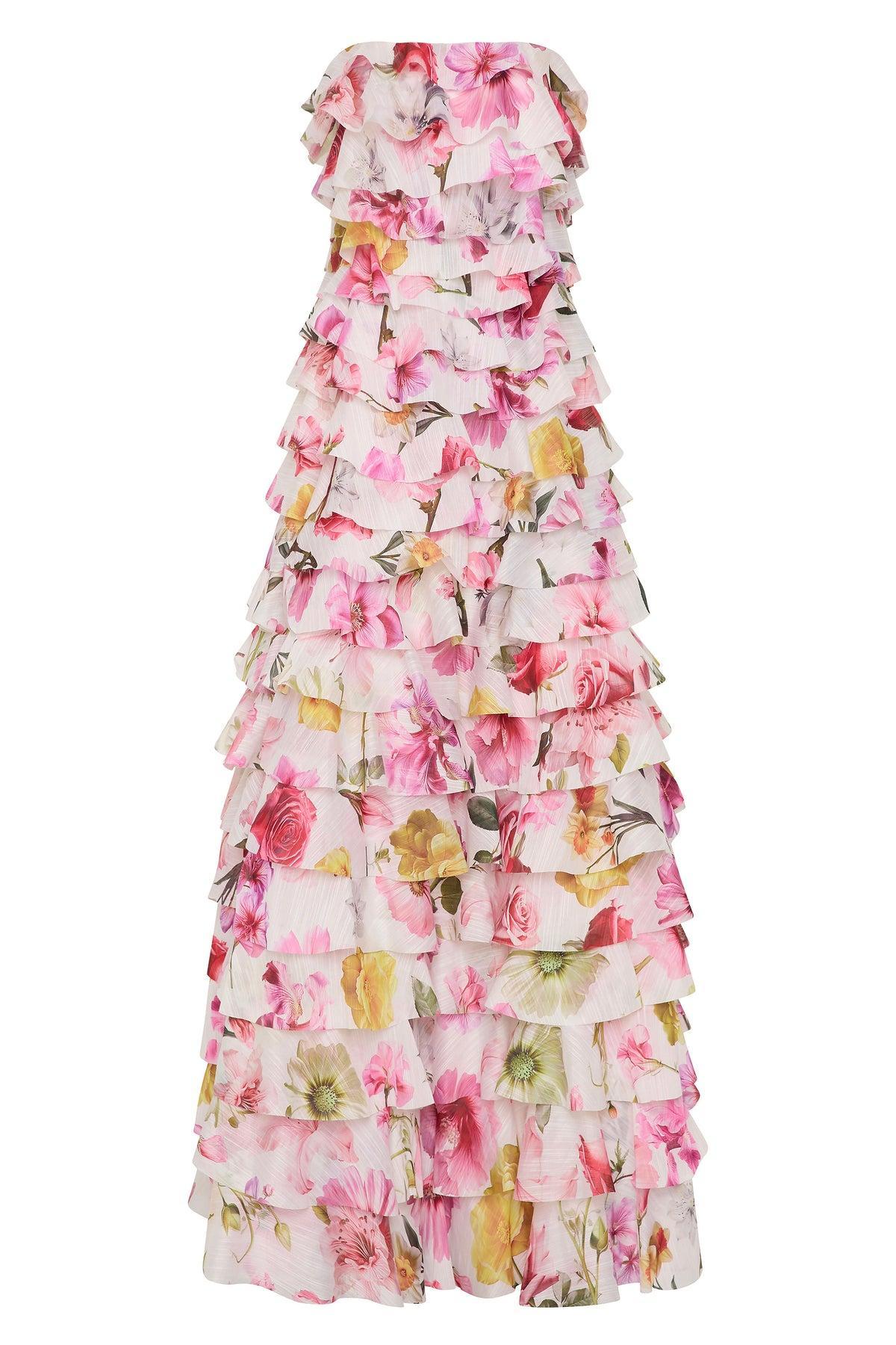 Floral Ruffle Off-Shoulder Maxi Dress