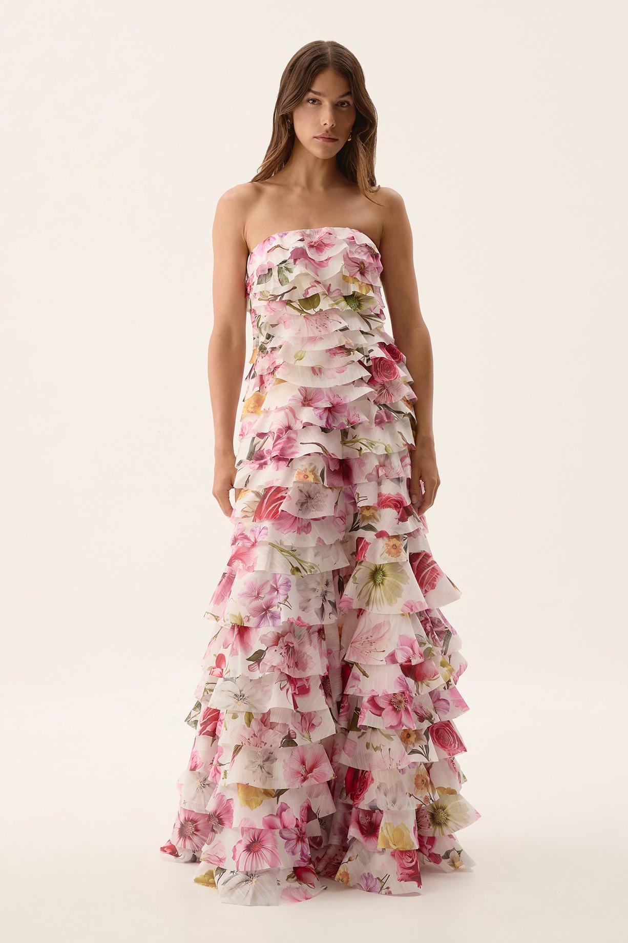 Solid Ruffle Off-Shoulder Maxi Dress