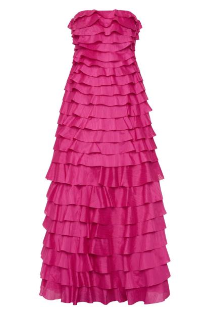 Solid Ruffle Off Shoulder Maxi Dress