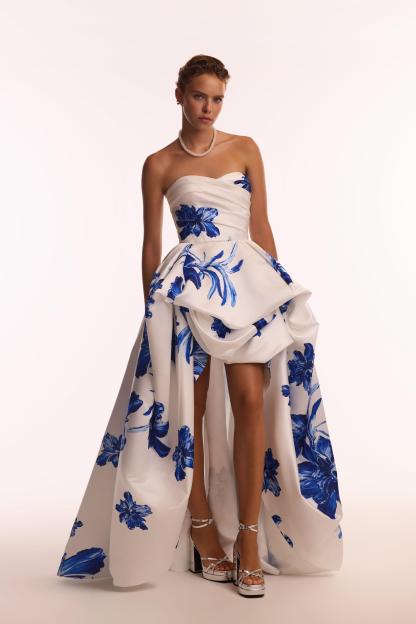 Floral Off Shoulder  Pleated Maxi Dress