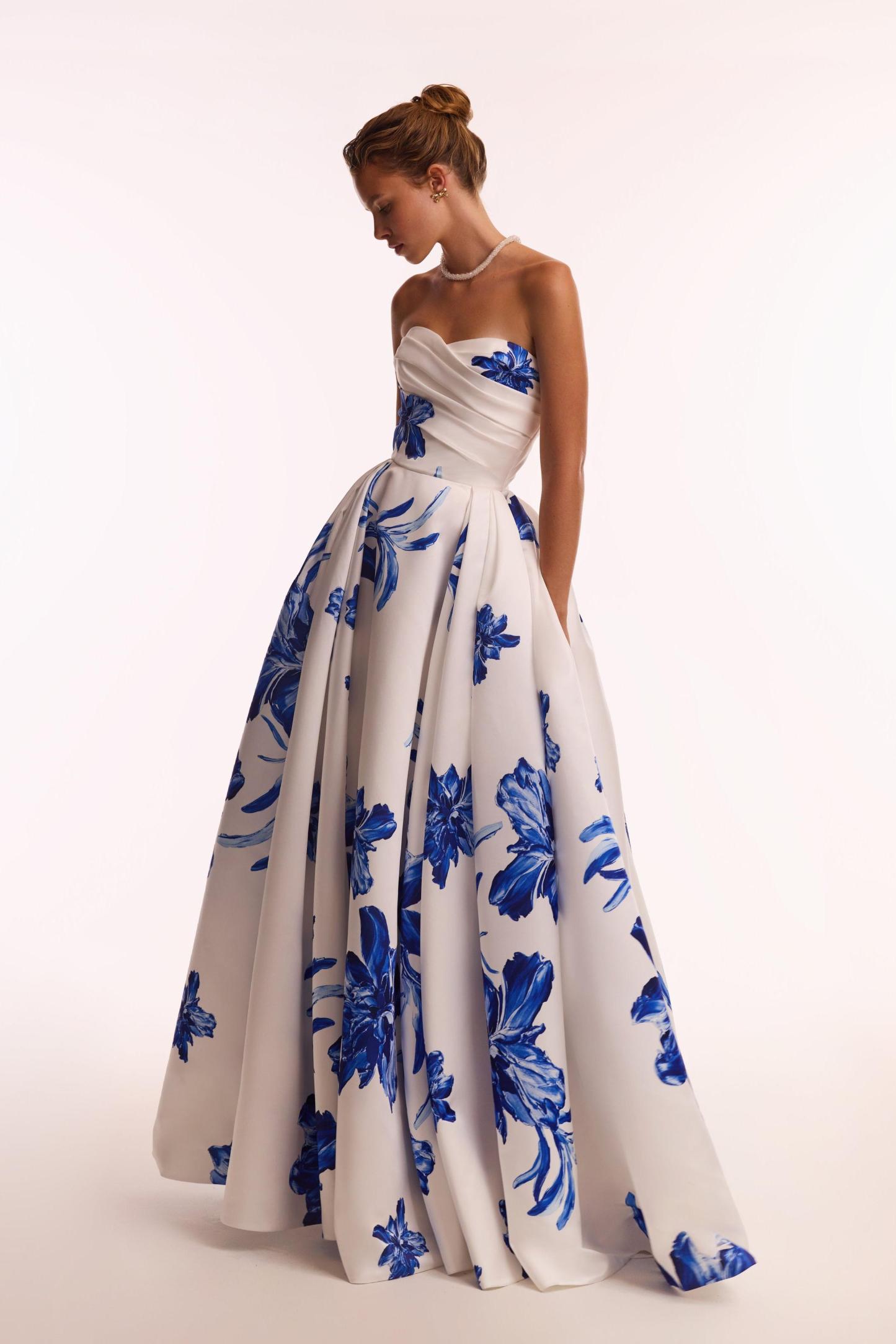 Floral Off Shoulder Pleated Maxi Dress