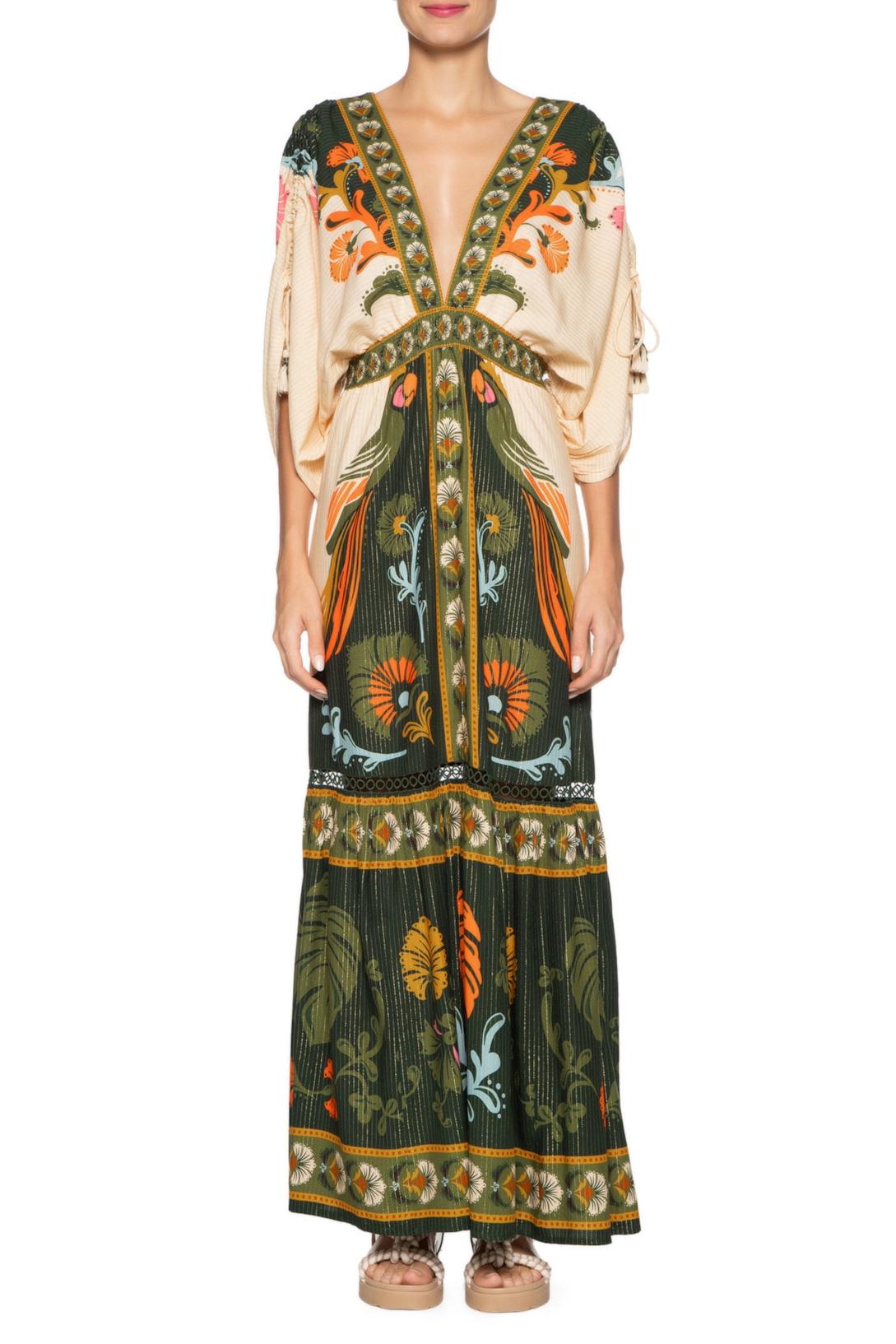 Paisley Print Tassel V-Neck Maxi Dress