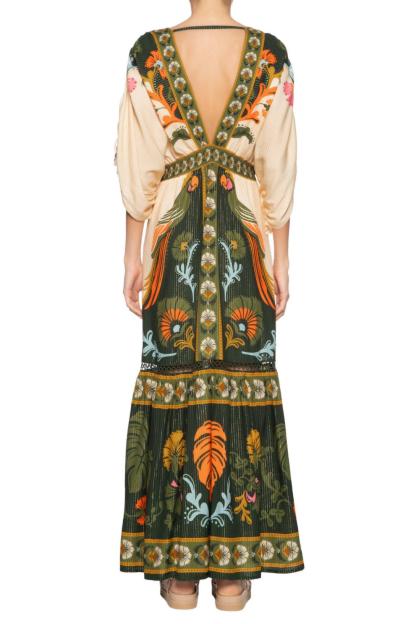 Paisley Print Tassel V-Neck Maxi Dress