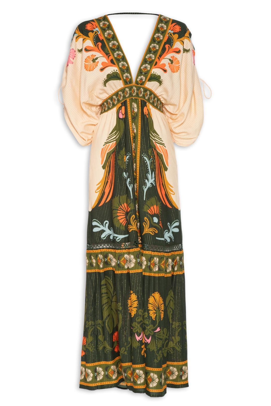 Paisley Print Tassel V-Neck Maxi Dress