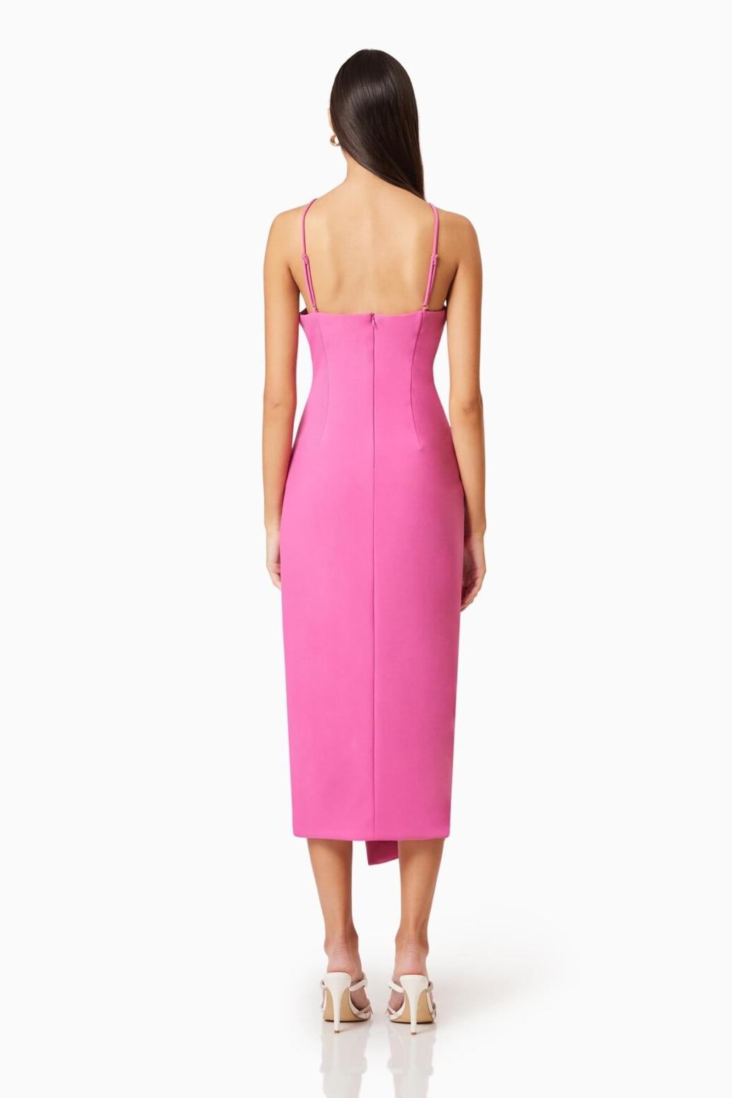 Appliquéd Solid Halter Neck Midi Dress