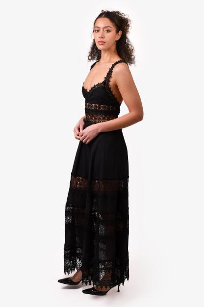 Lace Splicing Sleeveless Midi Dress