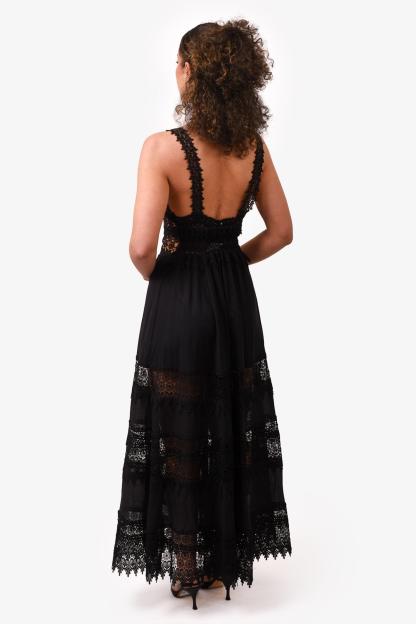 Lace Splicing Sleeveless Midi Dress