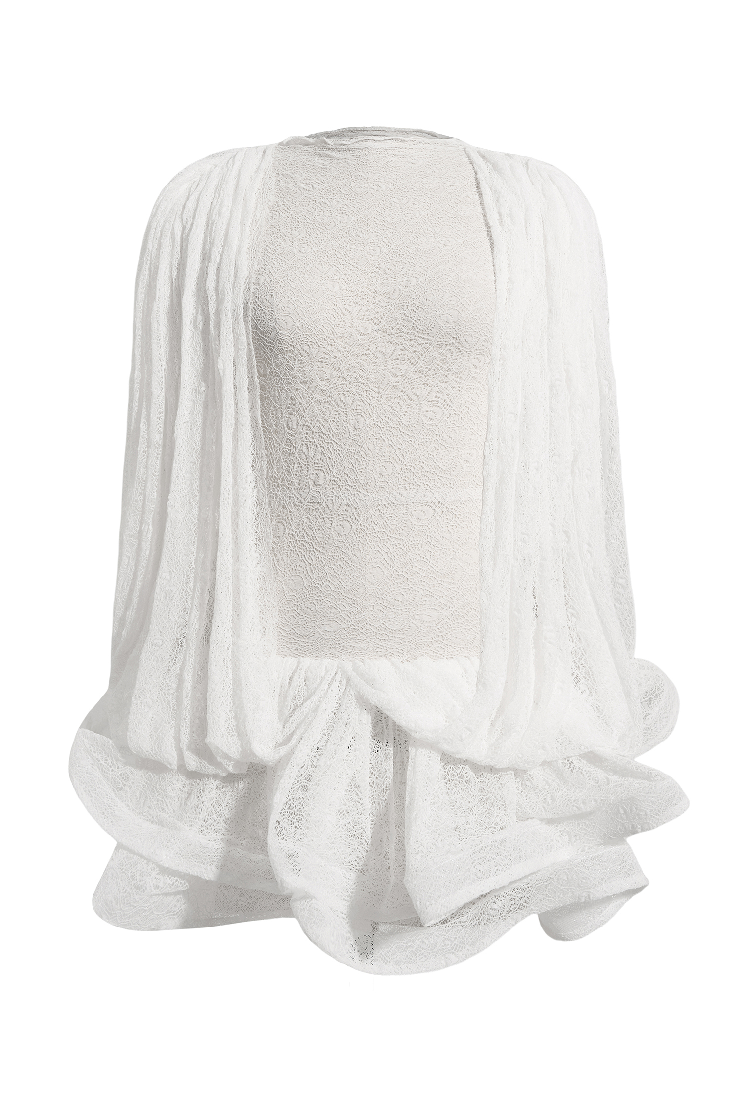 Lace Splicing Ruffle Mini Dress