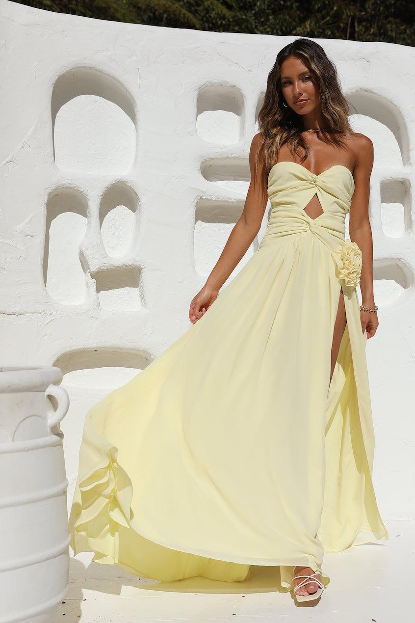 3D Flower Cut-Out Split Maxi Dress