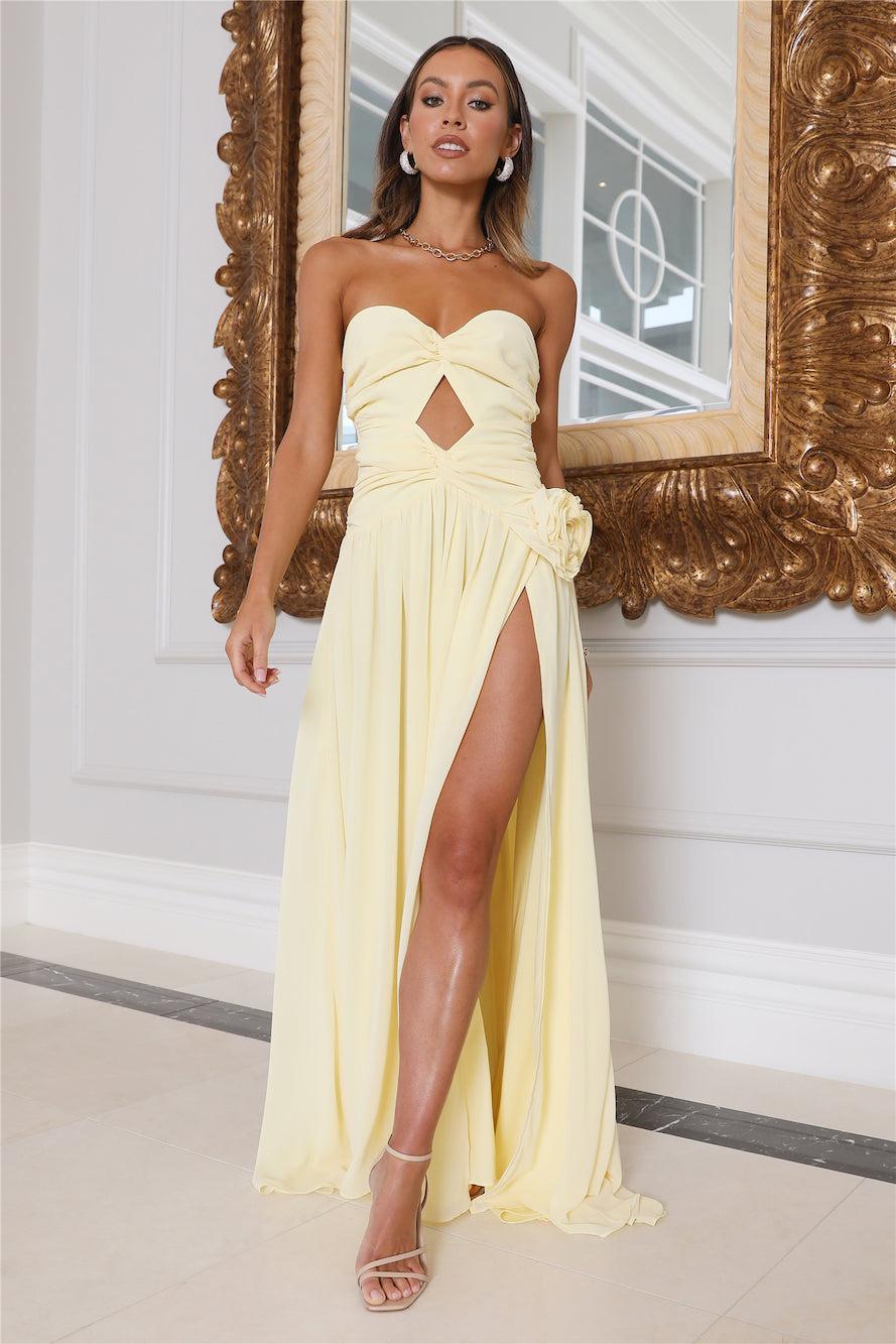 3D Flower Cut-Out Split Maxi Dress