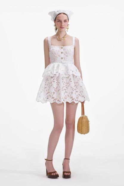 Lace Ruffle Sleeveless Mini Dress With Belt