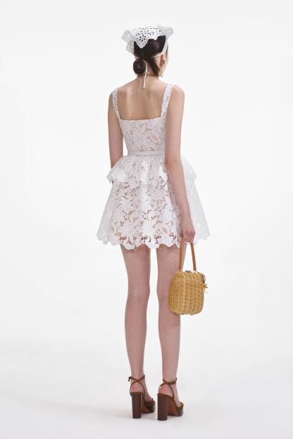 Lace Ruffle Sleeveless Mini Dress With Belt