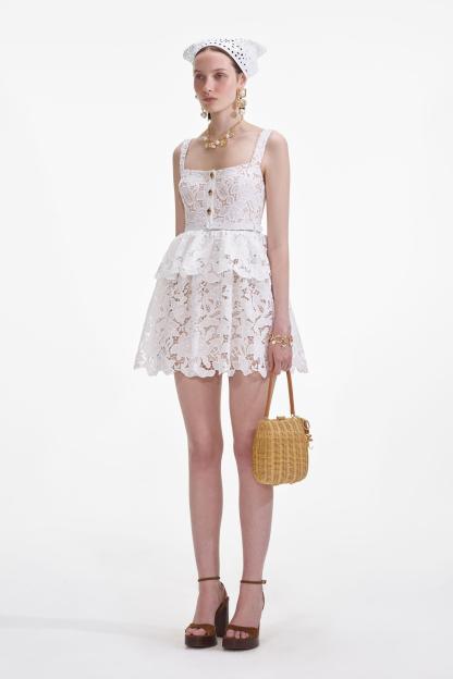 Lace Ruffle Sleeveless Mini Dress With Belt