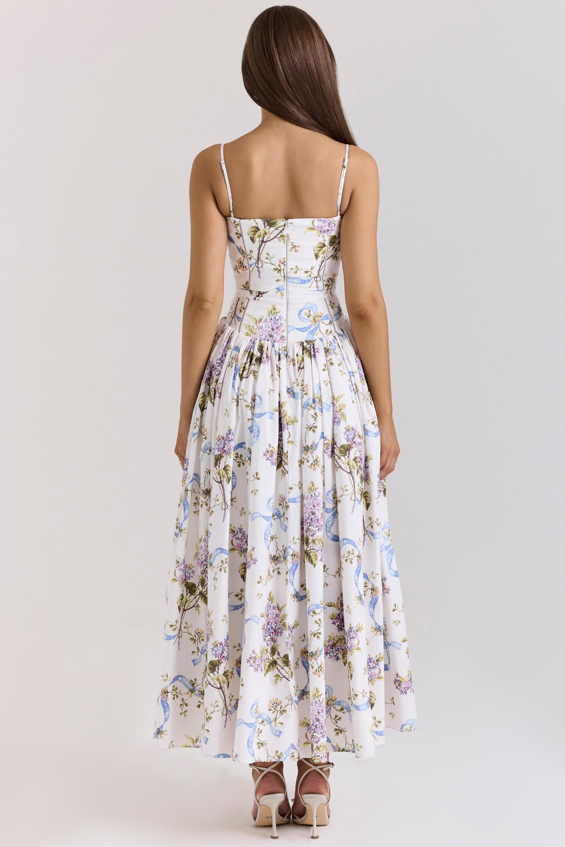 Floral Sleeveless Backless Midi Dress