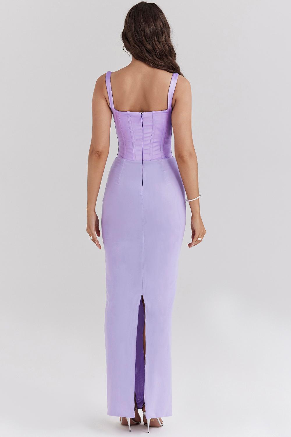 Solid Splicing Sleeveless Maxi Dress