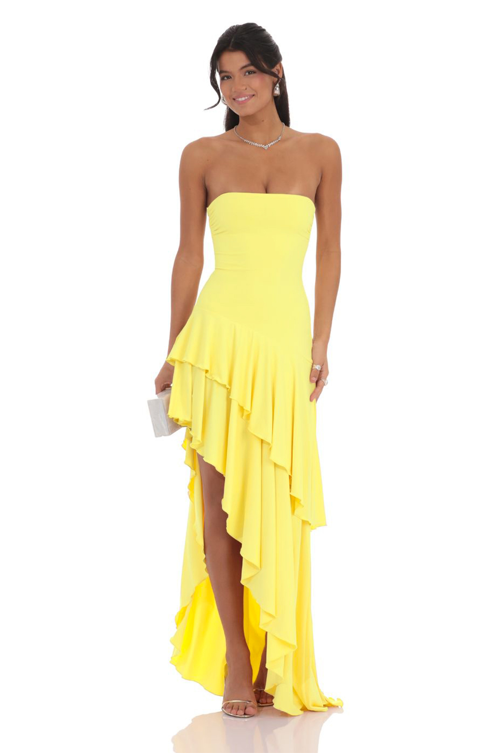 Solid Off-Shoulder Ruffle Maxi Dress