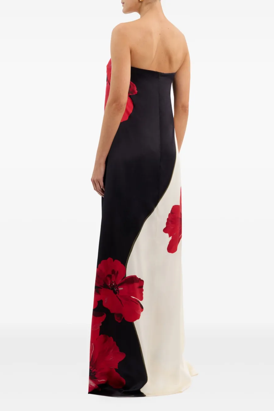 Satin Floral Off Shoulder Maxi Dress