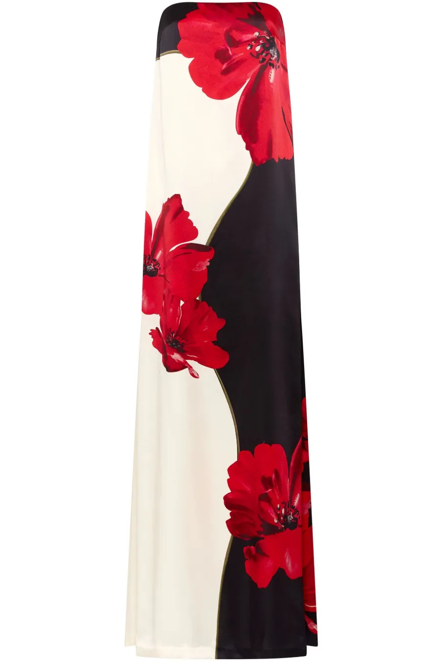 Satin Floral Off Shoulder Maxi Dress