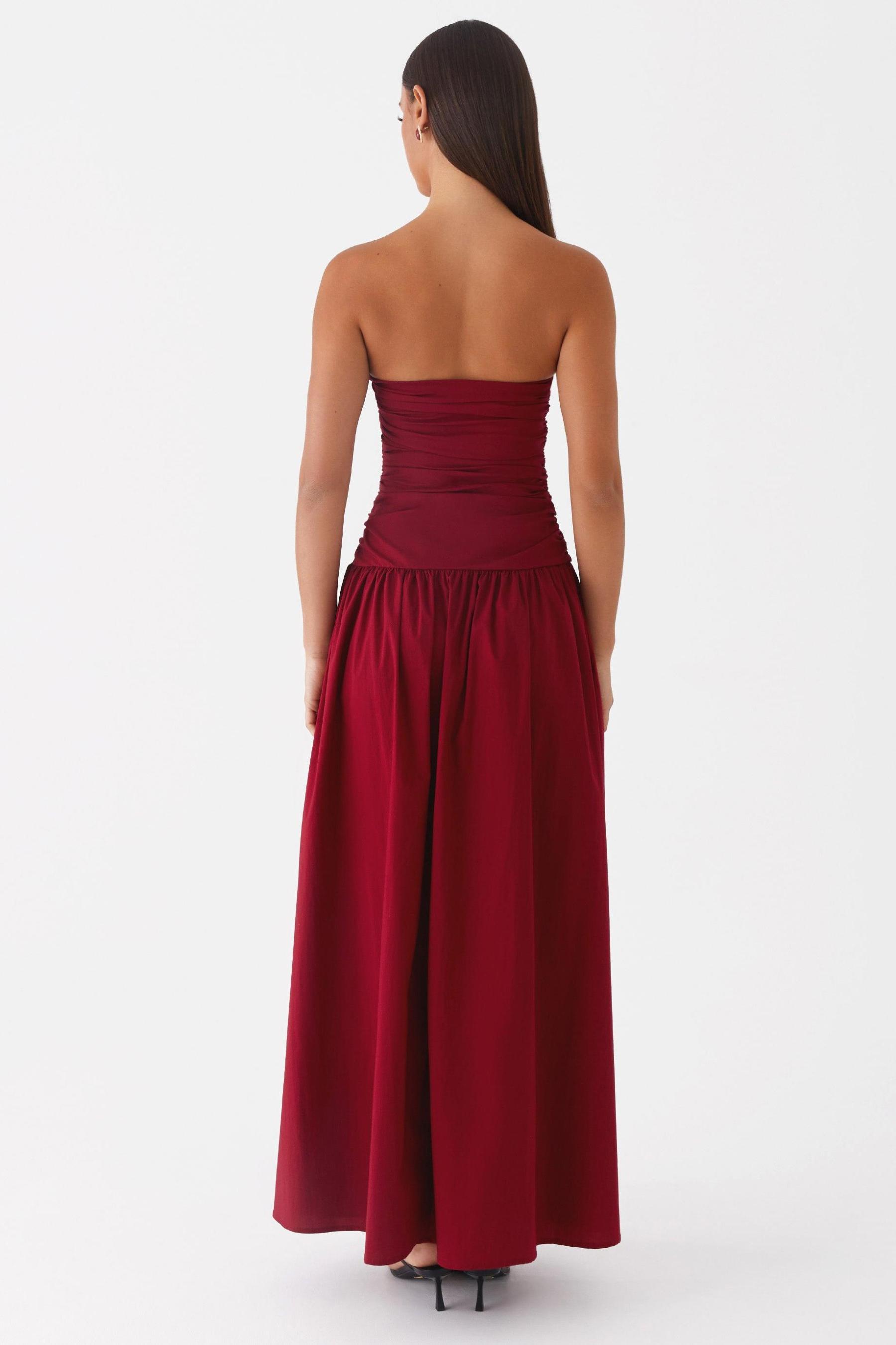 Solid Off-Shoulder Gathering Maxi Dress