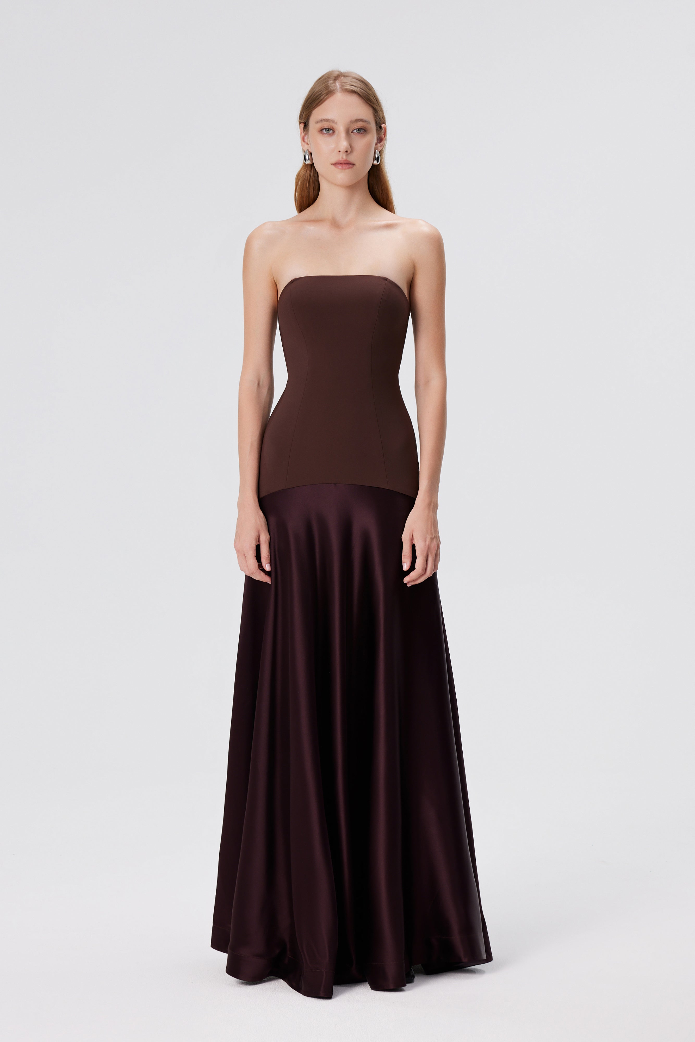 Satin Splicing Off Shoulder Maxi Dress