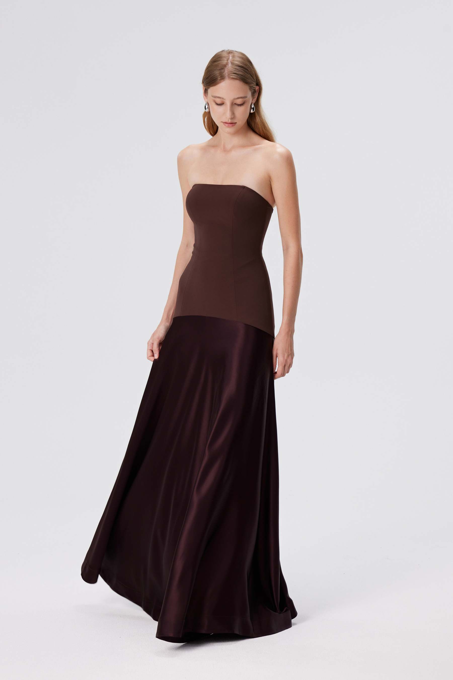 Satin Splicing Off Shoulder Maxi Dress