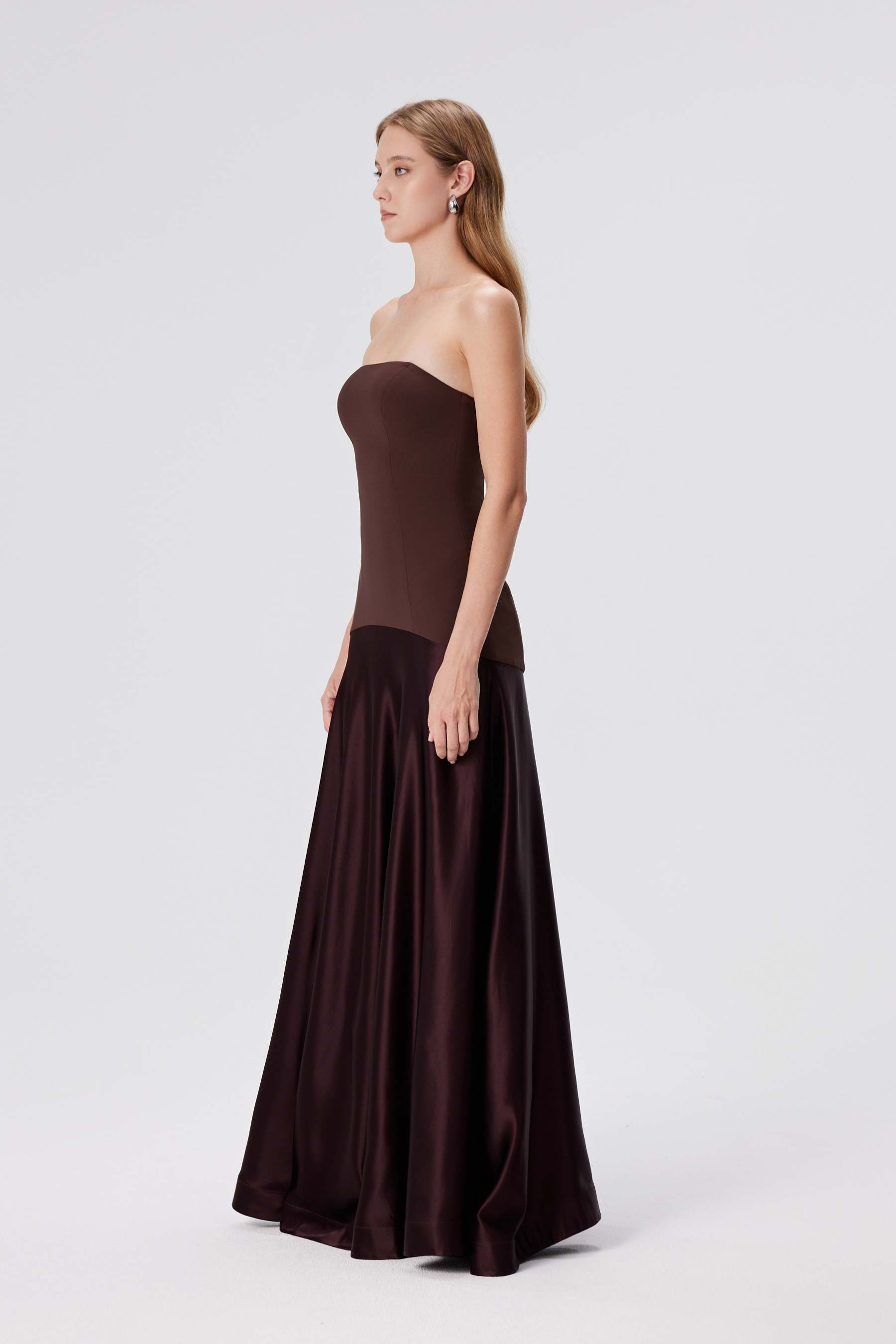 Satin Splicing Off Shoulder Maxi Dress