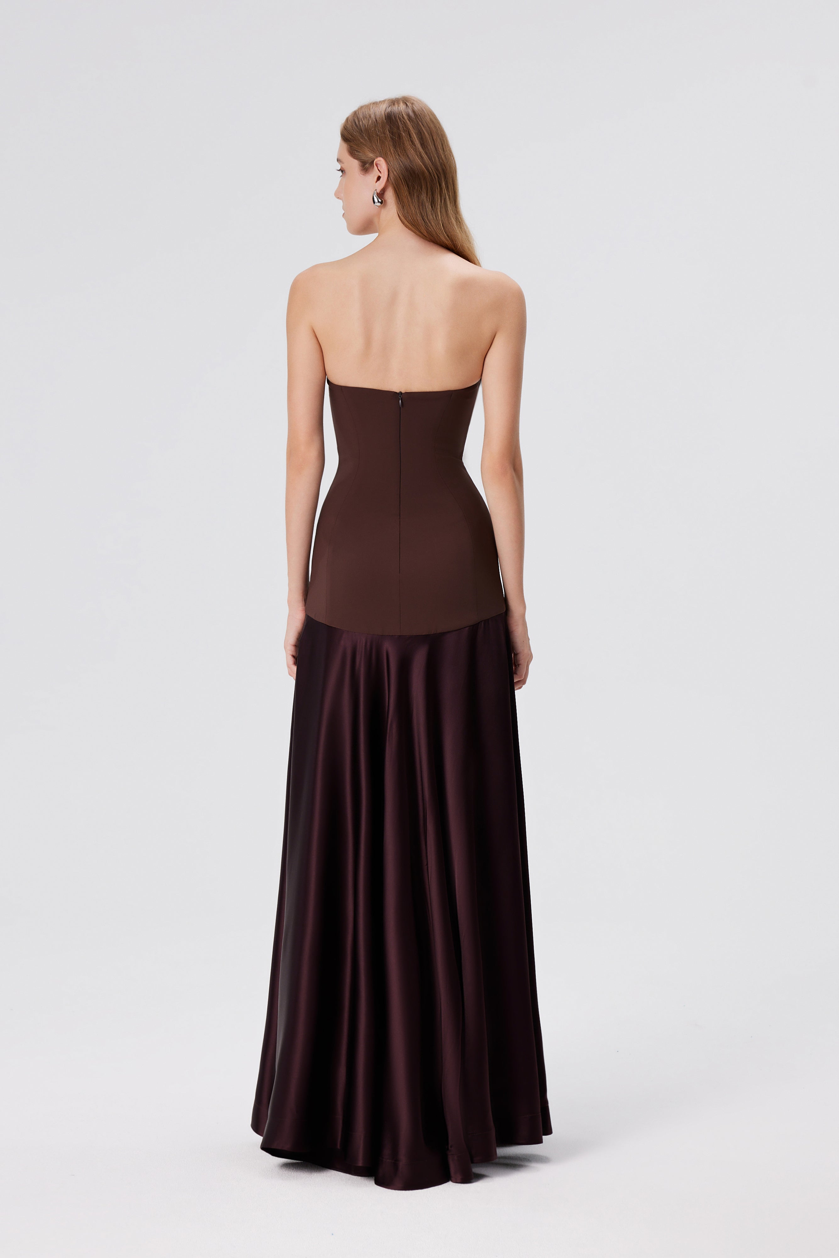Satin Splicing Off Shoulder Maxi Dress