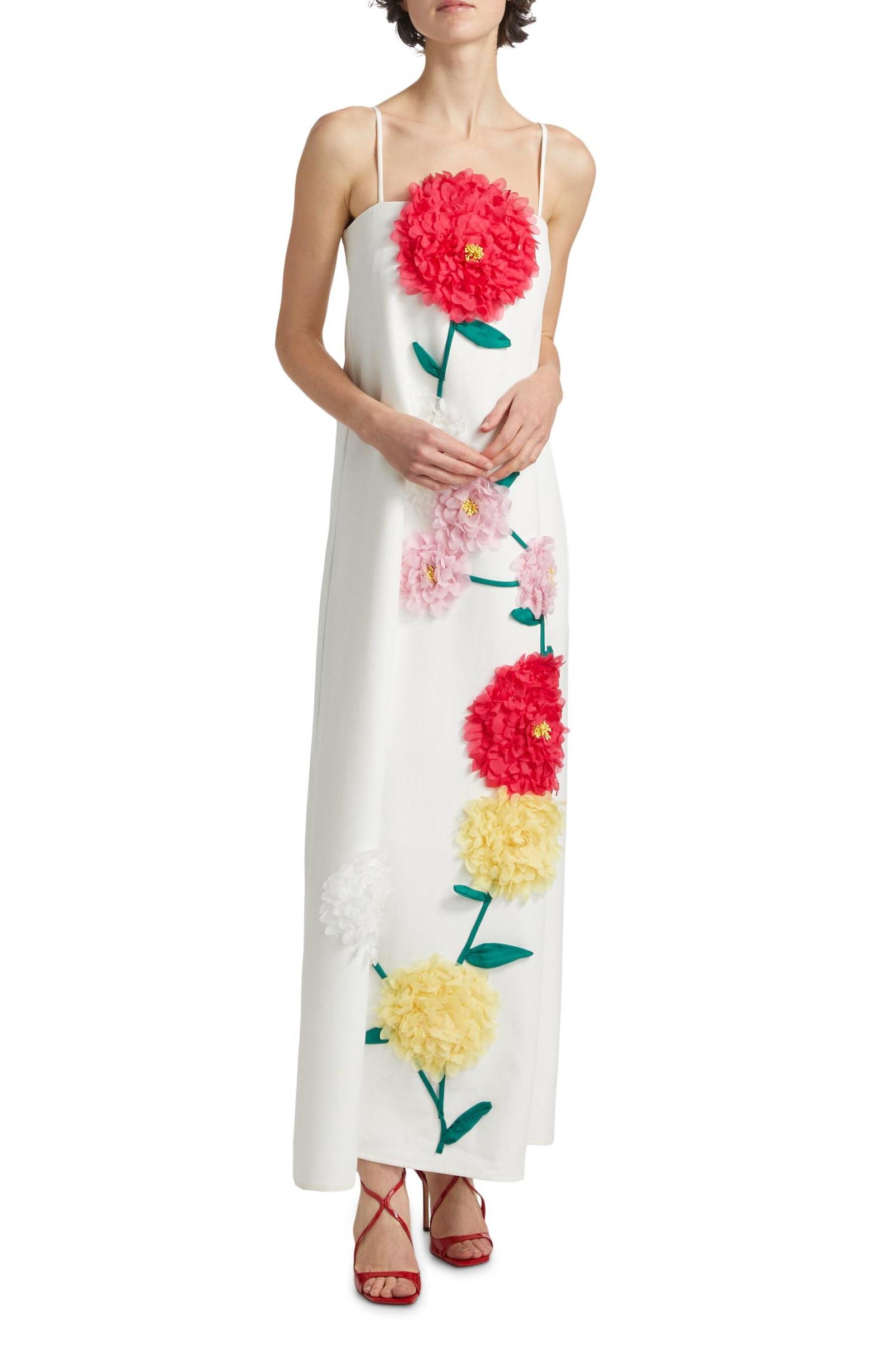 3D Flower Sleeveless Backless Midi Dress