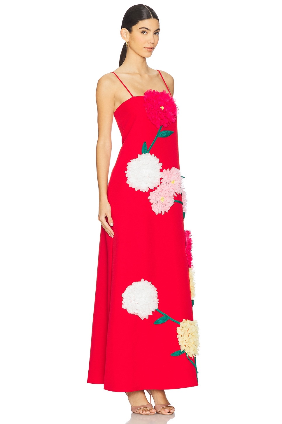 3D Flower Sleeveless Backless Midi Dress