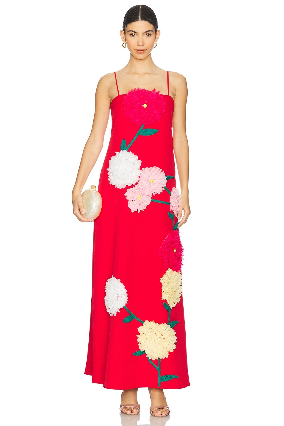 3D Flower Sleeveless Backless Midi Dress
