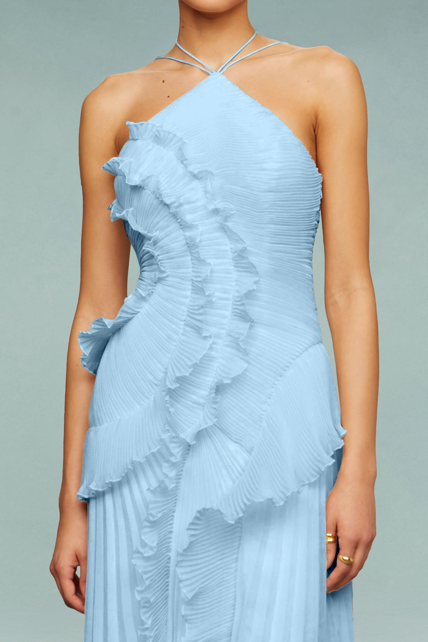 本日限定　shirred frill halter tops Shirred Ruffled Halter | One Nine Five