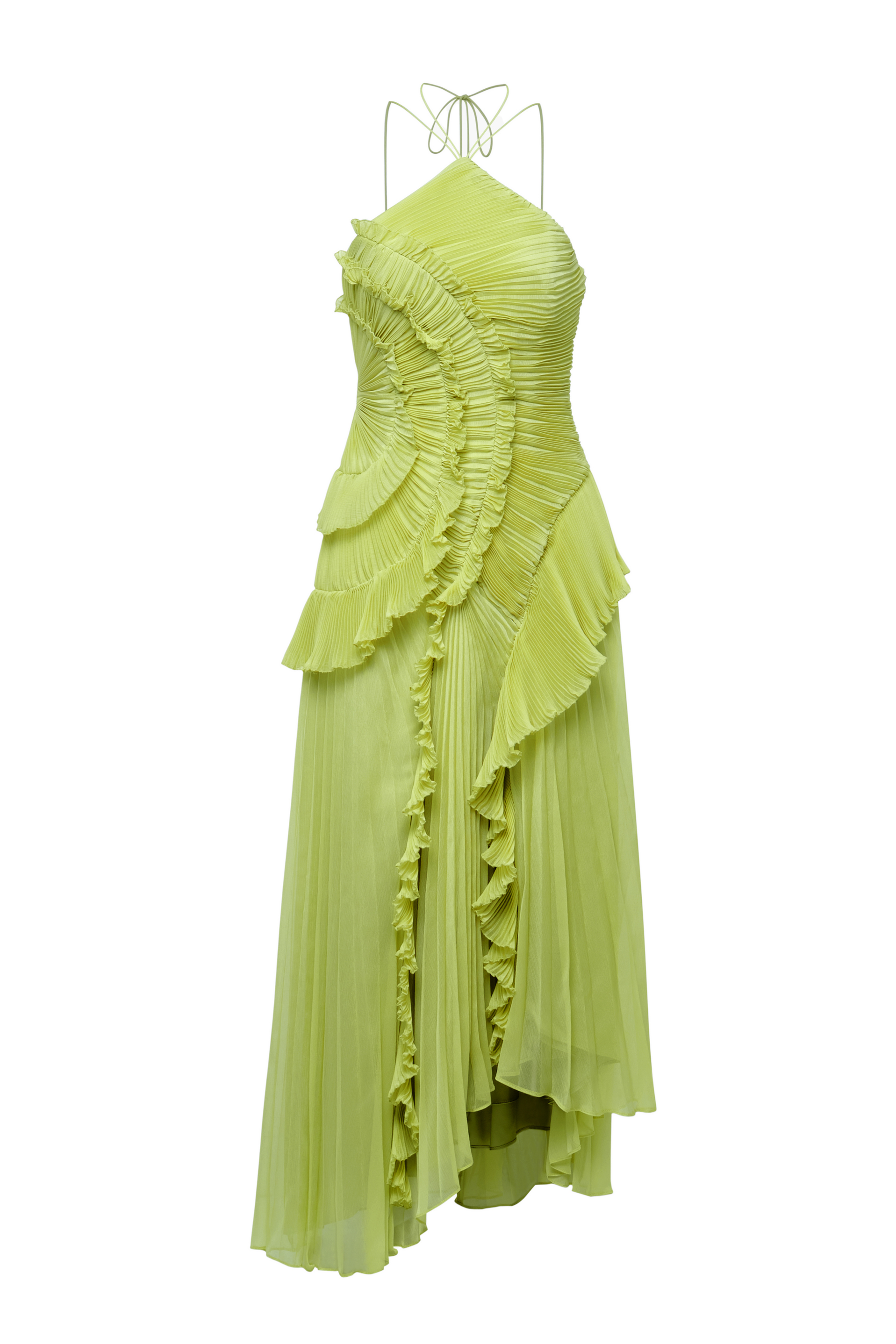 Pleated Frill Halter Neck Midi Dress – JardinVue