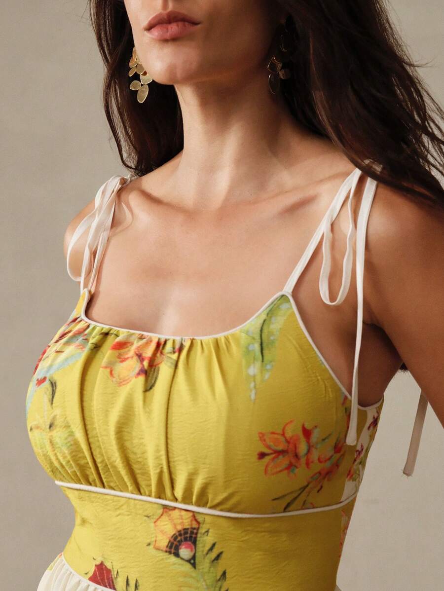 Floral Smocking Slip Midi Dress