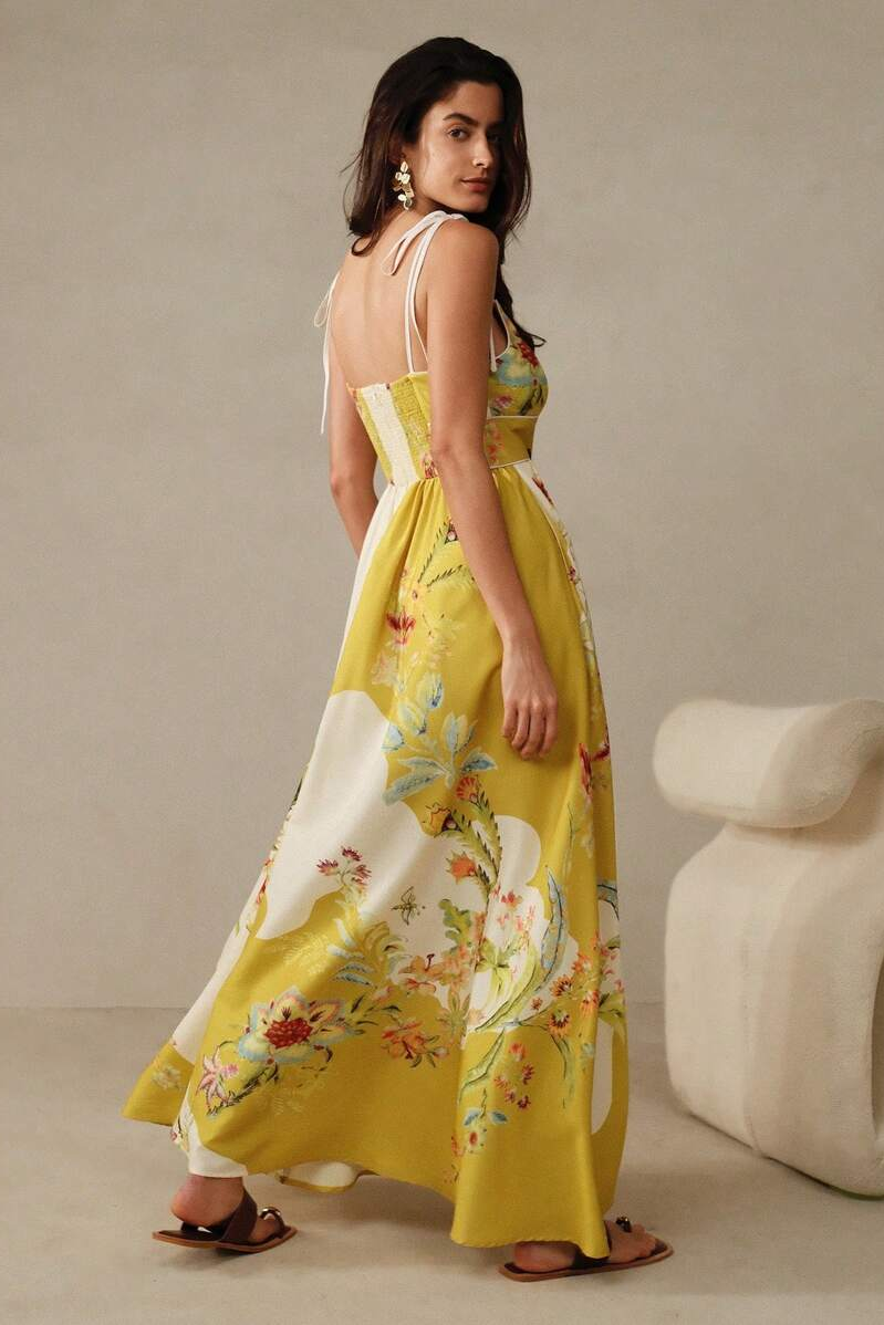 Floral Smocking Slip Midi Dress