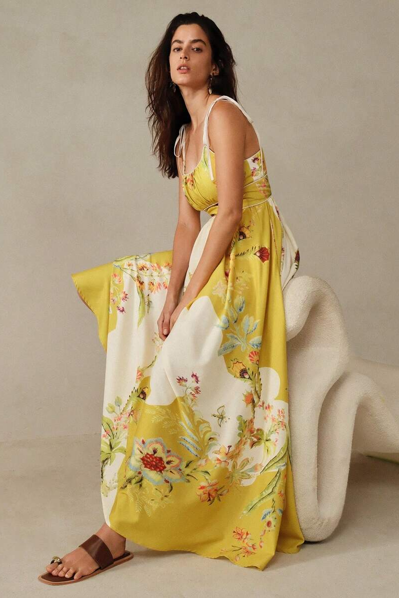 Floral Smocking Slip Midi Dress