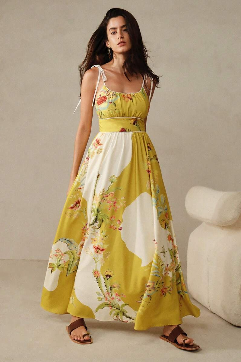 Floral Smocking Slip Midi Dress