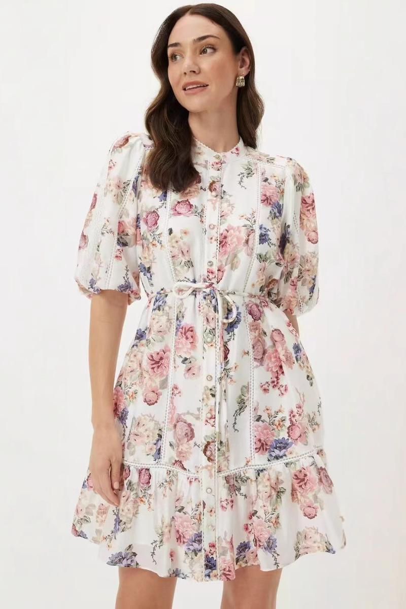 Floral Lace Puff Sleeve Mini Dress