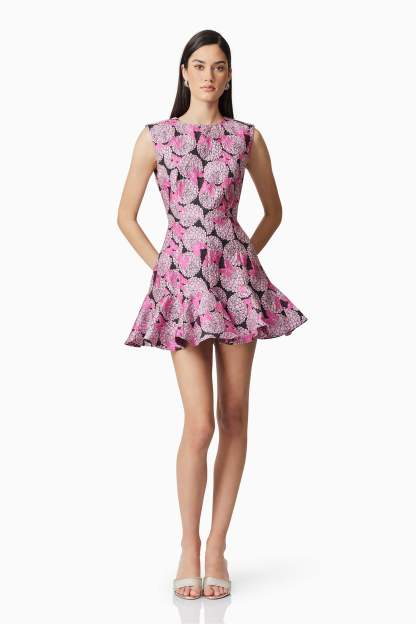 Jacquard Butterfly Print Sleeveless Mini Dress