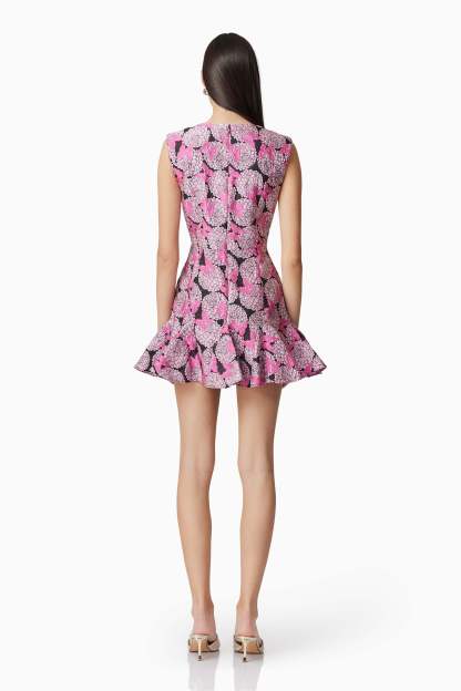 Jacquard Butterfly Print Sleeveless Mini Dress