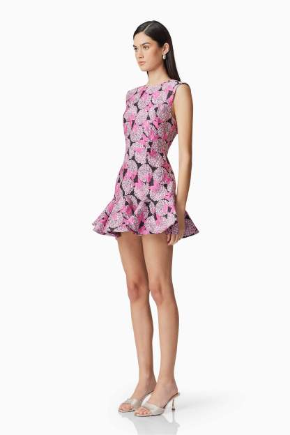 Jacquard Butterfly Print Sleeveless Mini Dress