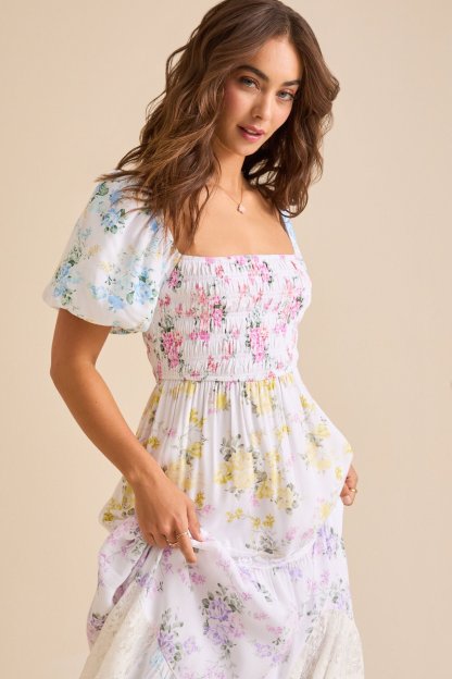 Floral Lace Splicing Maxi Dress
