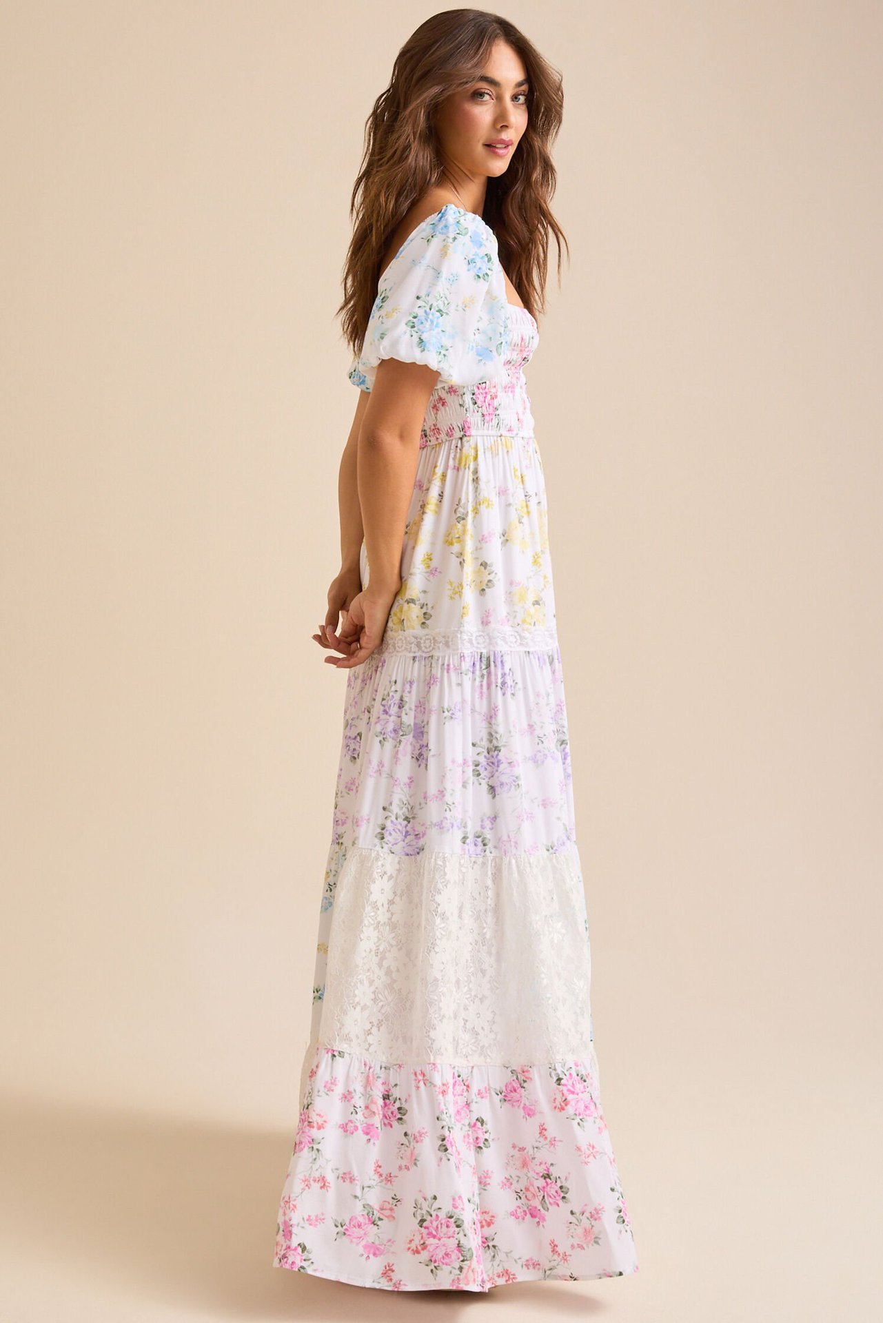 Floral Lace Splicing Maxi Dress