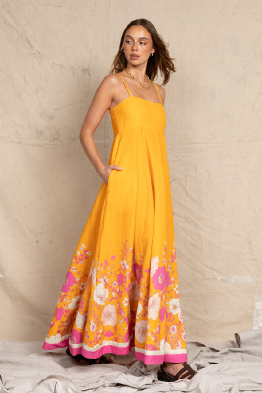 Floral Large Hemline Slip Maxi Dress