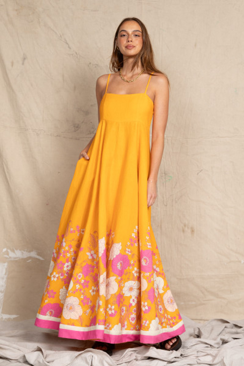 Floral Large Hemline Slip Maxi Dress