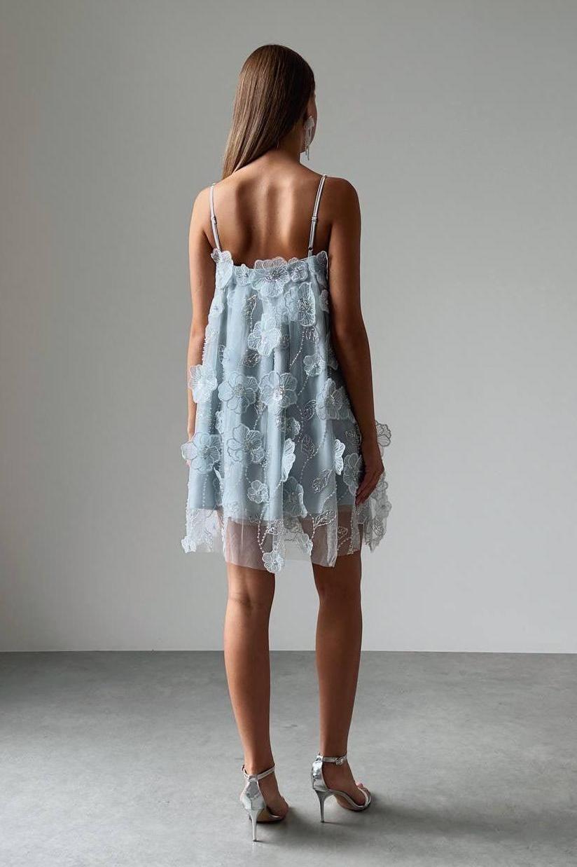 Rhinestone Embroidered Slip Mini Dress