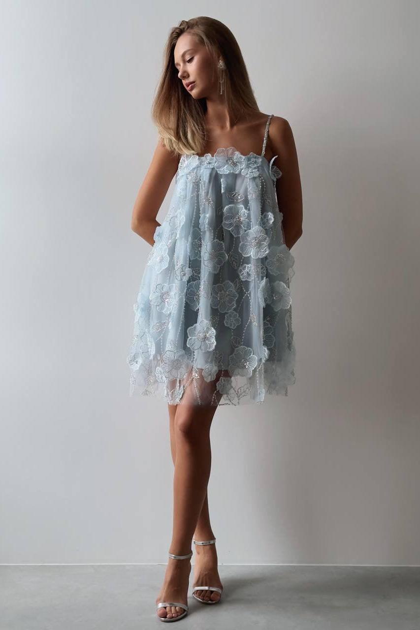 Rhinestone Embroidered Slip Mini Dress