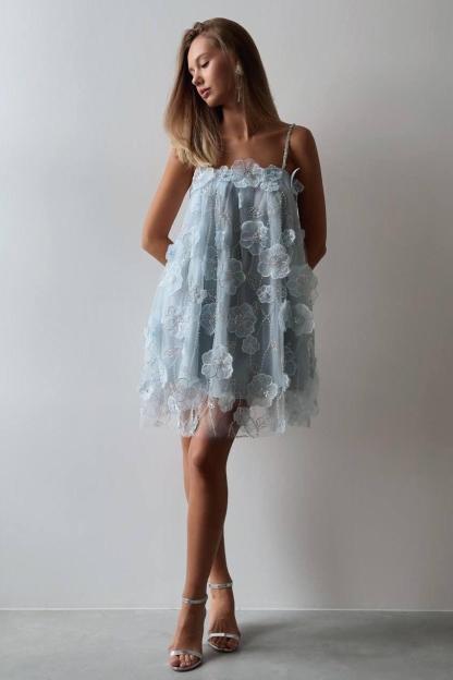 Rhinestone Embroidered Slip Mini Dress