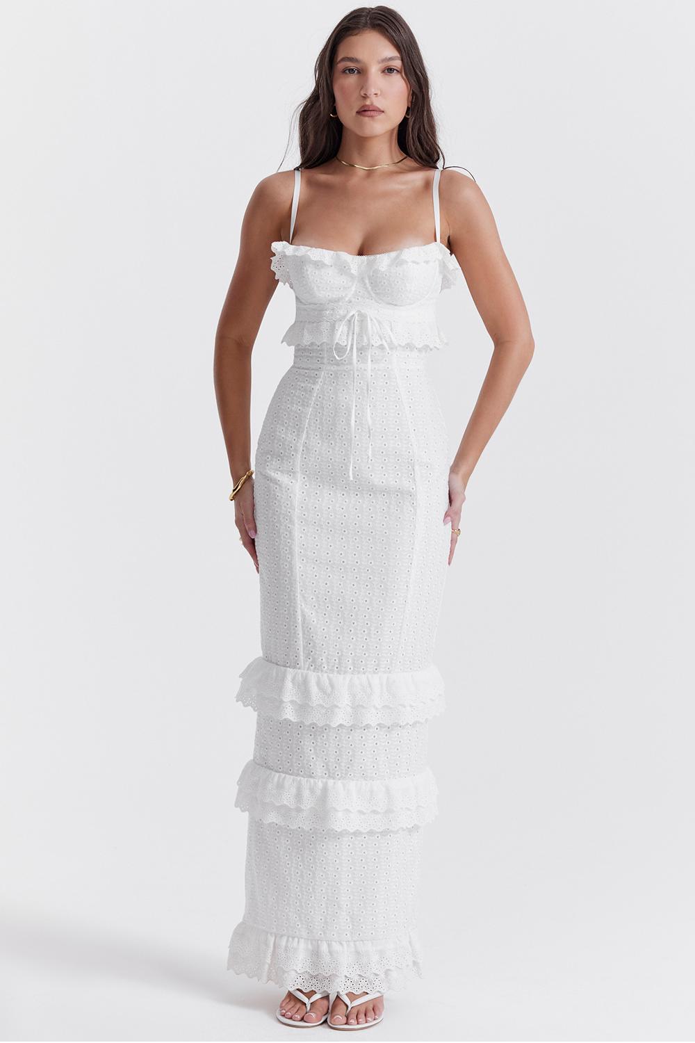 Lace Frill Slip Maxi Dress